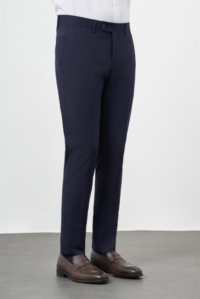 Lacivert Esnek Yandan Cepli Slim Fit Classic Pantolon 1003245313