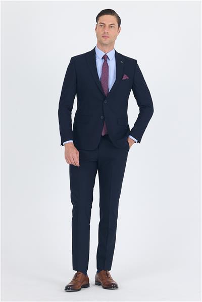 Lacivert Kırlangıç Yaka 6 Drop Slim Fit Tam Astar Esnek Takım Elbise 1001250011