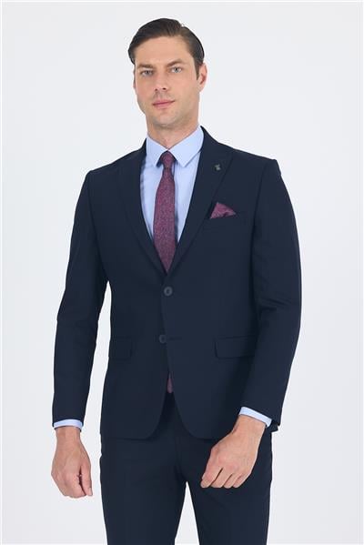 Lacivert Kırlangıç Yaka 6 Drop Slim Fit Tam Astar Esnek Takım Elbise 1001250011