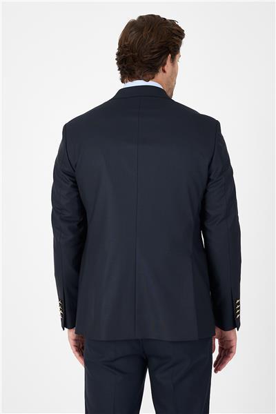 Lacivert Düz Gabardin Mono Yaka 2 Düğme 6 Drop Comfort Fit Basic Ceket 1002250006
