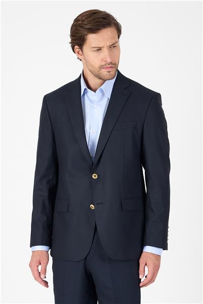 Lacivert Düz Gabardin Mono Yaka 2 Düğme 4 Drop Comfort Fit Basic Ceket 1002250005