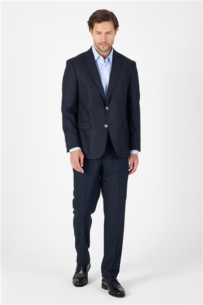 Lacivert Düz Gabardin Mono Yaka 2 Düğme 4 Drop Comfort Fit Basic Ceket 1002250005