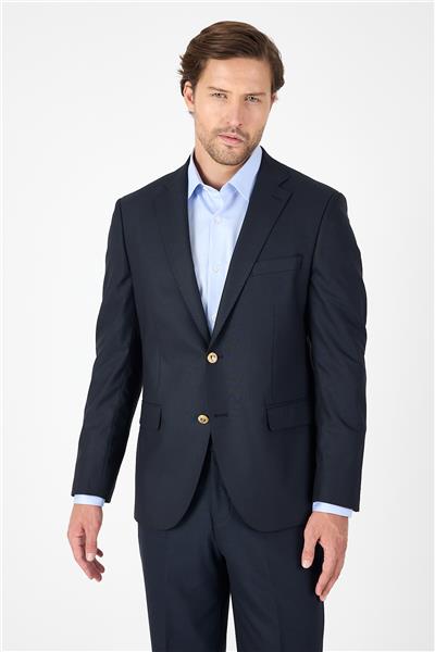Lacivert Düz Gabardin Mono Yaka 2 Düğme 6 Drop Comfort Fit Basic Ceket 1002250006