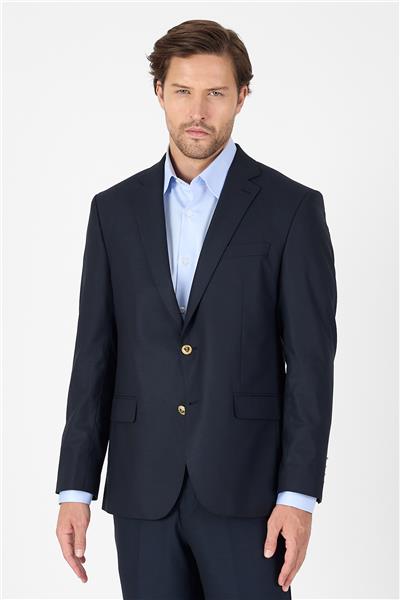 Lacivert Düz Gabardin Mono Yaka 2 Düğme 4 Drop Comfort Fit Basic Ceket 1002250005