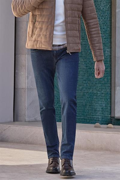 Lacivert Düz Gabardin Pamuklu 5 Cep Slim Fit Casual Denim Pantolon 1023245155