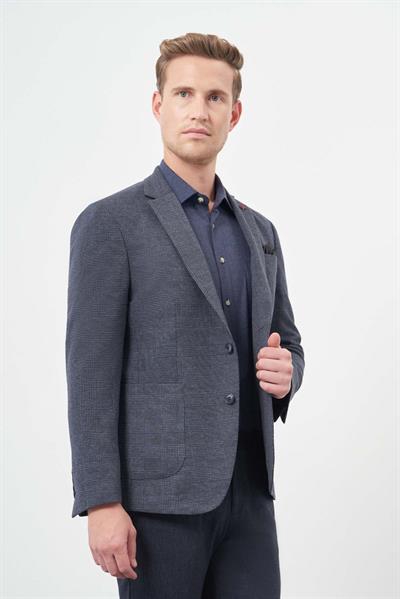 Lacivert Örme Mono Yaka 6 Drop Slim Fit Ceket 1002245152