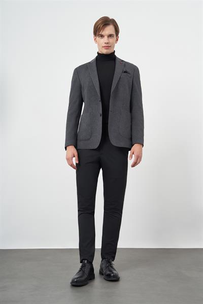 Lacivert Örme Mono Yaka 6 Drop Slim Fit Ceket 1002245152