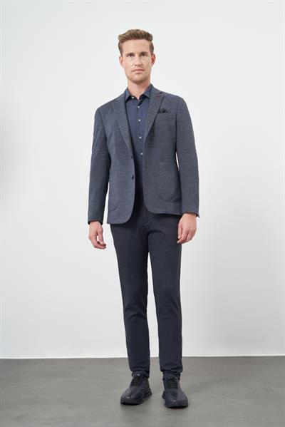 Lacivert Örme Mono Yaka 6 Drop Slim Fit Ceket 1002245152
