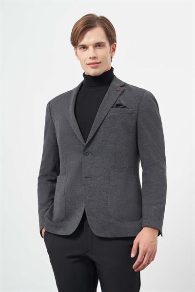 Lacivert Örme Mono Yaka 6 Drop Slim Fit Ceket 1002245152