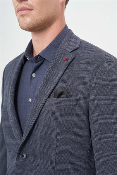 Lacivert Örme Mono Yaka 6 Drop Slim Fit Ceket 1002245152