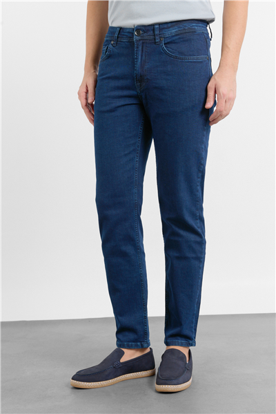 Gabardin 5 Cep Düz Paça Casual Slim Fit Pamuklu Denim Pantolon 1023255161