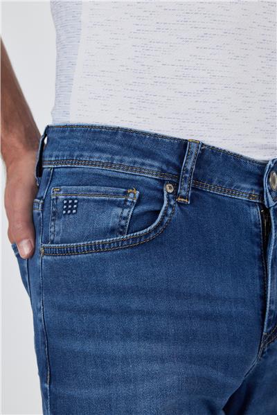 Lacivert Gabardin 5 Cep Düz Paça Casual Slim Fit Pamuklu Denim Pantolon 1023250156