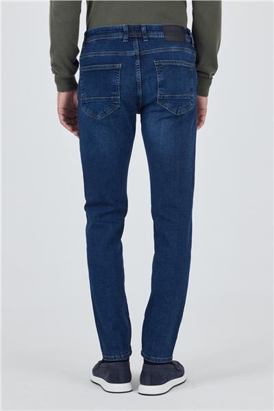 Lacivert Gabardin 5 Cep Düz Paça Casual Slim Fit Pamuklu Denim Pantolon 1023250150