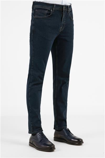 Lacivert Gabardin 5 Cep Düz Paça Casual Slim Fit Pamuklu Denim Pantolon 1023255164