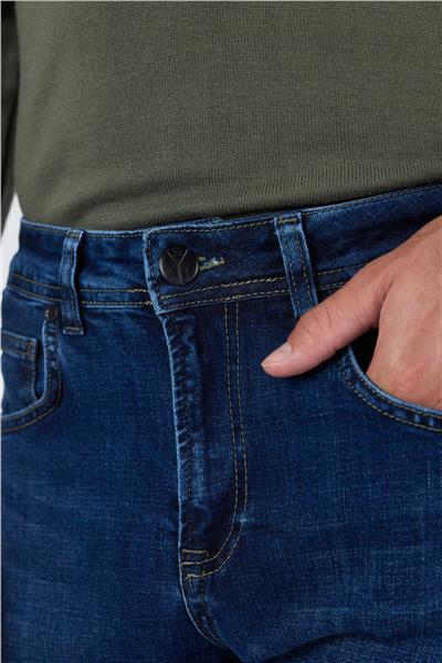 Lacivert Gabardin 5 Cep Düz Paça Casual Slim Fit Pamuklu Denim Pantolon 1023250150