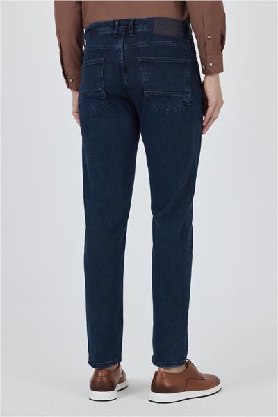 Lacivert Gabardin 5 Cep Düz Paça Casual Slim Fit Pamuklu Denim Pantolon 1023250151