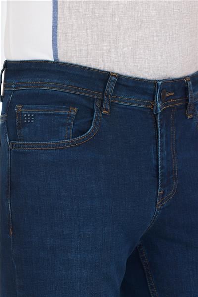 Lacivert Gabardin 5 Cep Düz Paça Casual Slim Fit Pamuklu Denim Pantolon 1023250153