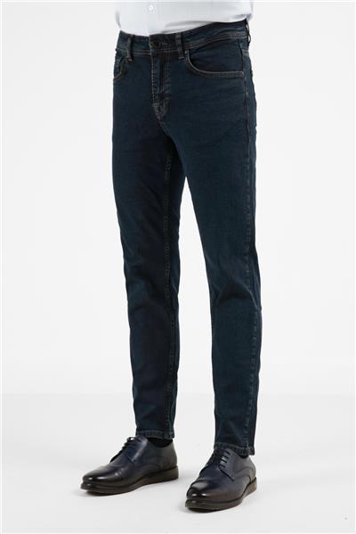 Lacivert Gabardin 5 Cep Düz Paça Casual Slim Fit Pamuklu Denim Pantolon 1023255164