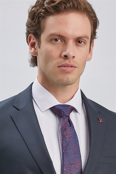 Lacivert Gabardin Mono Yaka 8 Drop Slim Fit Dar Kesim Basic Takım Elbise 1001255006