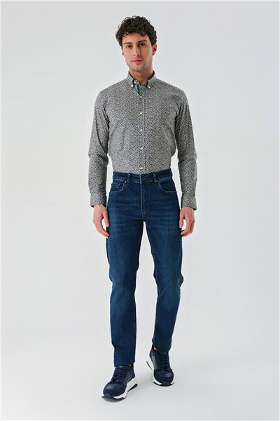 Lacivert Gabardin Pamuklu 5 Cepli Slim Fit Dar Kesim Casual Denim Pantolon 1023240152