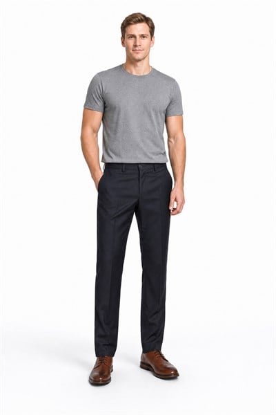 Lacivert Gabardin Yan Cep Açık Paça Basic Comfort Fit Pantolon 1003255005