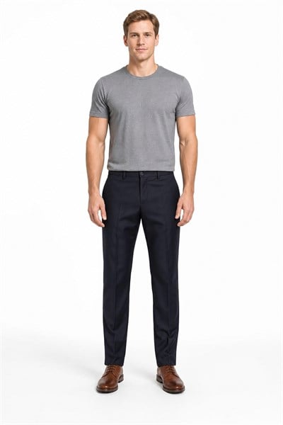Lacivert Gabardin Yan Cep Açık Paça Basic Comfort Fit Pantolon 1003255005