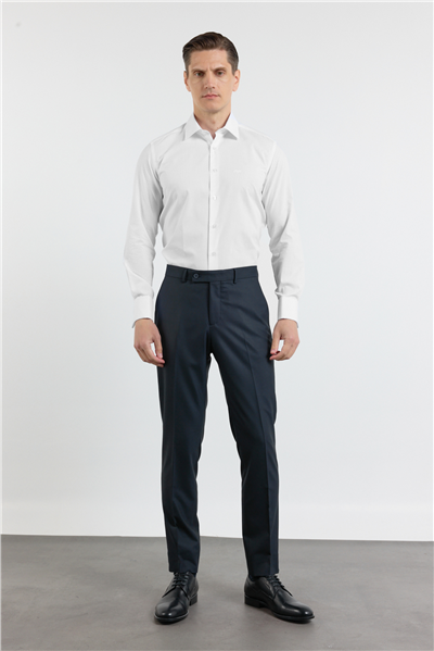 Lacivert Gabardin Yan Cep Açık Paça Basic Slim Fit Esnek Classic Pantolon 1003255013