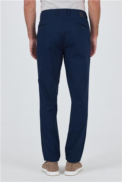 Lacivert Gabardin Yan Cep Düz Paça Comfort Fit Pamuklu Casual Chino Pantolon 1003250121