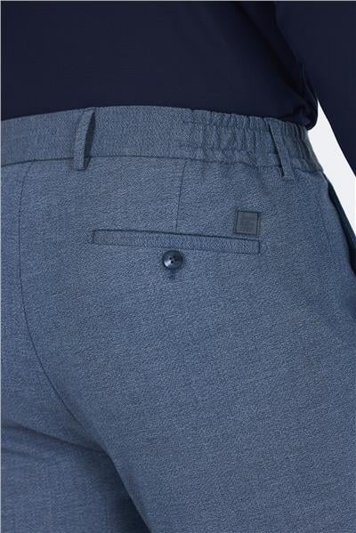 Lacivert Kendinden Desenli Yan Cep Slim Fit Jogger Pantolon 1003250161