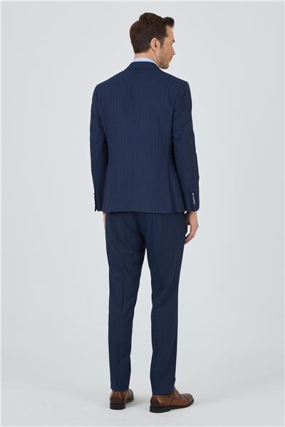 Kılıç Yaka Çizgili Desen Kruvaze Classic Esnek Slim Fit Takım Elbise 1001250173
