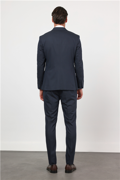 Lacivert Kırlangıç Yaka Kruvaze 6 Drop Slim Fit Tam Astar Esnek Takım Elbise 1001260159