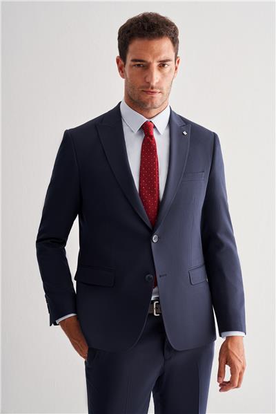 Lacivert Kılıç Yaka Tam Astar 6 Drop Slim Fit Takım Elbise 1001255157
