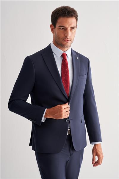 Lacivert Kılıç Yaka Tam Astar 6 Drop Slim Fit Takım Elbise 1001255157