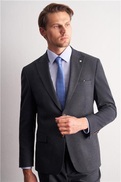 Lacivert Kırlangıç Yaka Çizgili Desen Esnek 6 Drop Slim Fit Classic Takım Elbise 1001255165