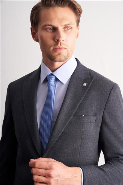 Lacivert Kırlangıç Yaka Çizgili Desen Esnek 6 Drop Slim Fit Classic Takım Elbise 1001255165