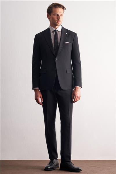 Lacivert Kırlangıç Yaka Çizgili Desen Esnek 6 Drop Slim Fit Classic Takım Elbise 1001255164