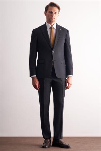 Lacivert Kırlangıç Yaka Çizgili Desen Slim Fit 6 Drop Takım Elbise 1001255166