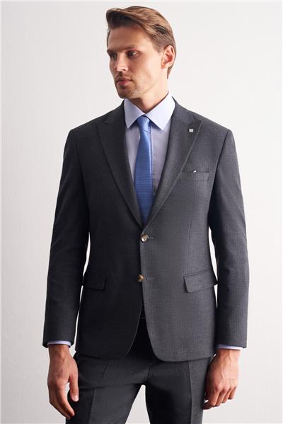 Lacivert Kırlangıç Yaka Çizgili Desen Esnek 6 Drop Slim Fit Classic Takım Elbise 1001255165