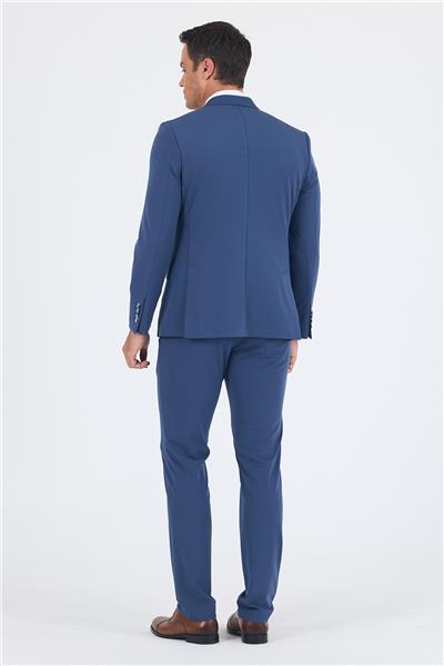 Lacivert Kırlangıç Yaka Kelebek Astar 6 Drop Slim Fit   Beli Lastikli Takım Elbise 1001250176