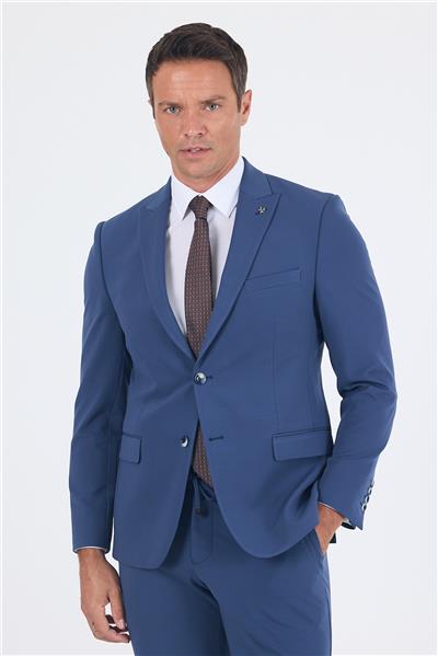 Lacivert Kırlangıç Yaka Kelebek Astar 6 Drop Slim Fit   Beli Lastikli Takım Elbise 1001250176