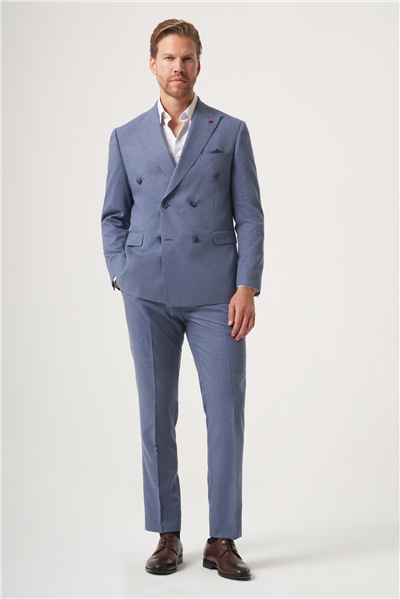Lacivert Kırlangıç Yaka Kruvaze 6 Drop Slim Fit Tam Astar Esnek Takım Elbise 1001260902