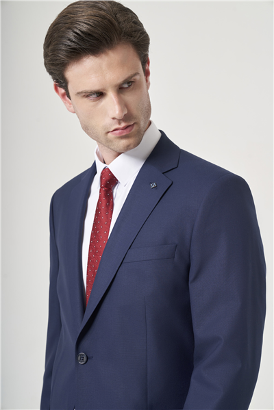 Lacivert Mono Yaka 4 Drop Comfort Fit Tam Astar Esnek Takım Elbise 1001260178