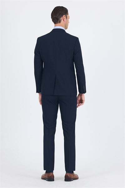 Lacivert Mono Yaka 6 Drop Comfort Fit Tam Astar Esnek Takım Elbise 1001260010