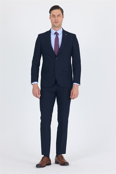 Lacivert Mono Yaka 6 Drop Comfort Fit Tam Astar Esnek Takım Elbise 1001260010