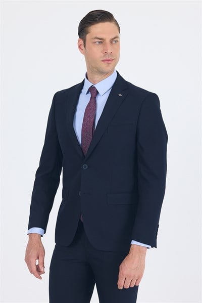 Lacivert Mono Yaka 6 Drop Comfort Fit Tam Astar Esnek Takım Elbise 1001260010