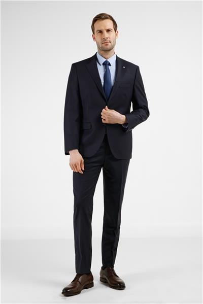 Lacivert Mono Yaka 6 Drop Comfort Fit Tam Astar Yünlü Takım Elbise 1001255178