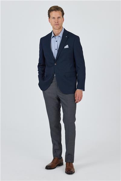 Lacivert Mono Yaka Armürlü Tam Astar Esnek 6 Drop Comfort Fit Classic Ceket 1002250153