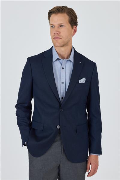 Lacivert Mono Yaka Armürlü Tam Astar Esnek 6 Drop Comfort Fit Classic Ceket 1002250153