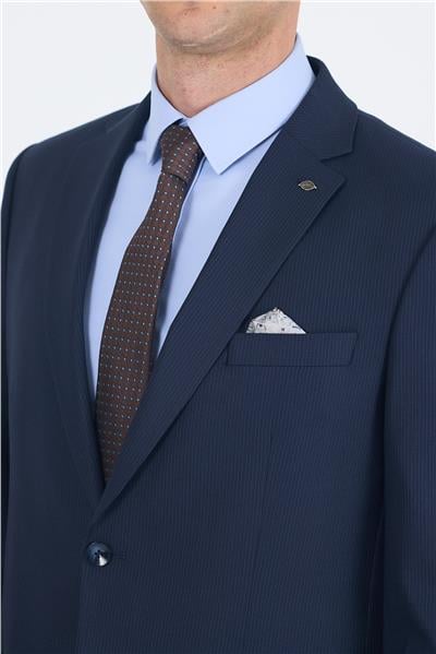 Lacivert Mono Yaka Bez Ayağı Tam Astar Pamuklu 4 Drop Comfort Fit Classic Takım Elbise 1001250178