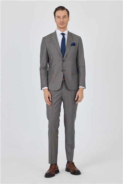 Lacivert Mono Yaka Düz 2 Düğme Classic Yünlü Slim Fit Takım Elbise 1001250175